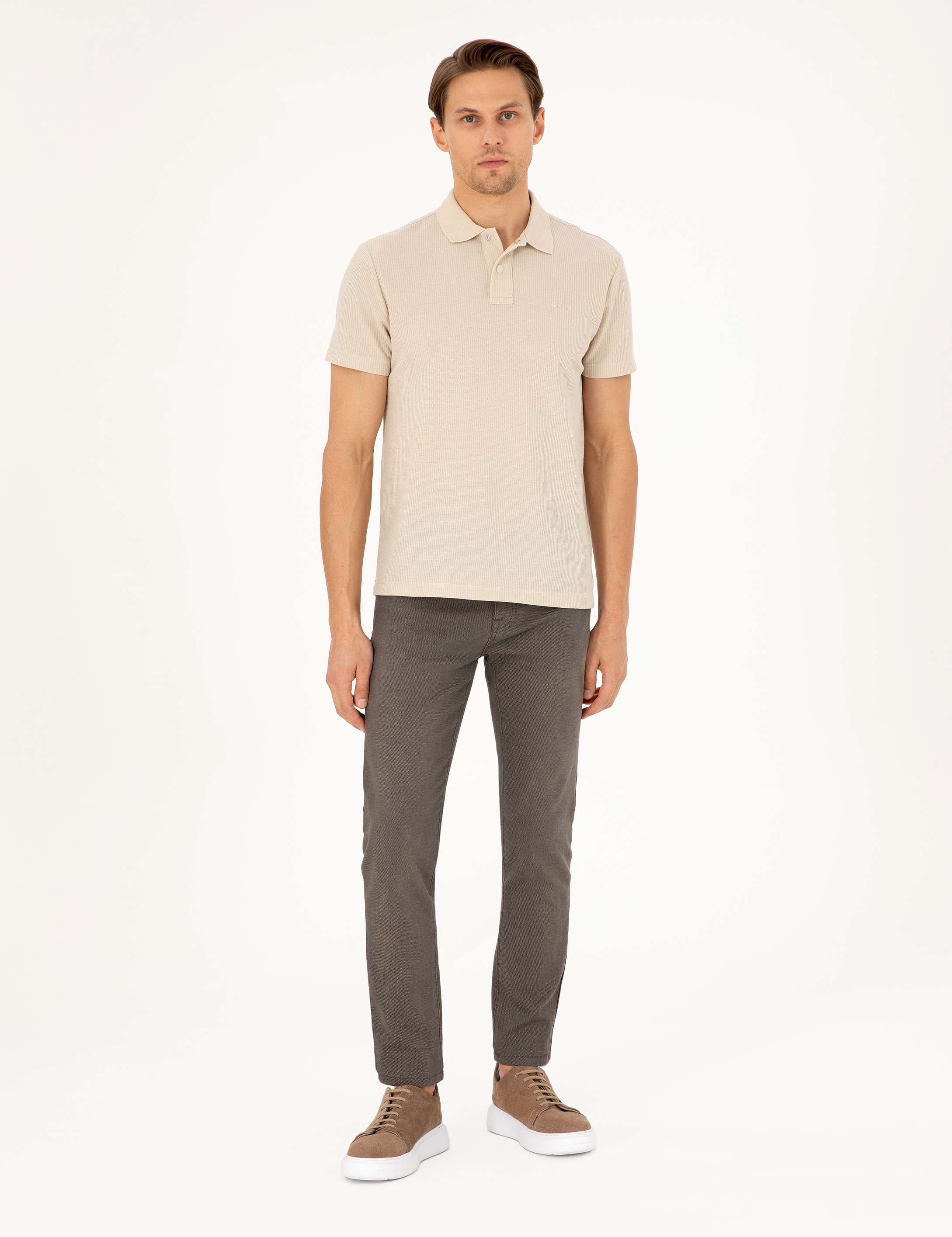 Bej Slim Fit Tişört - Image 4