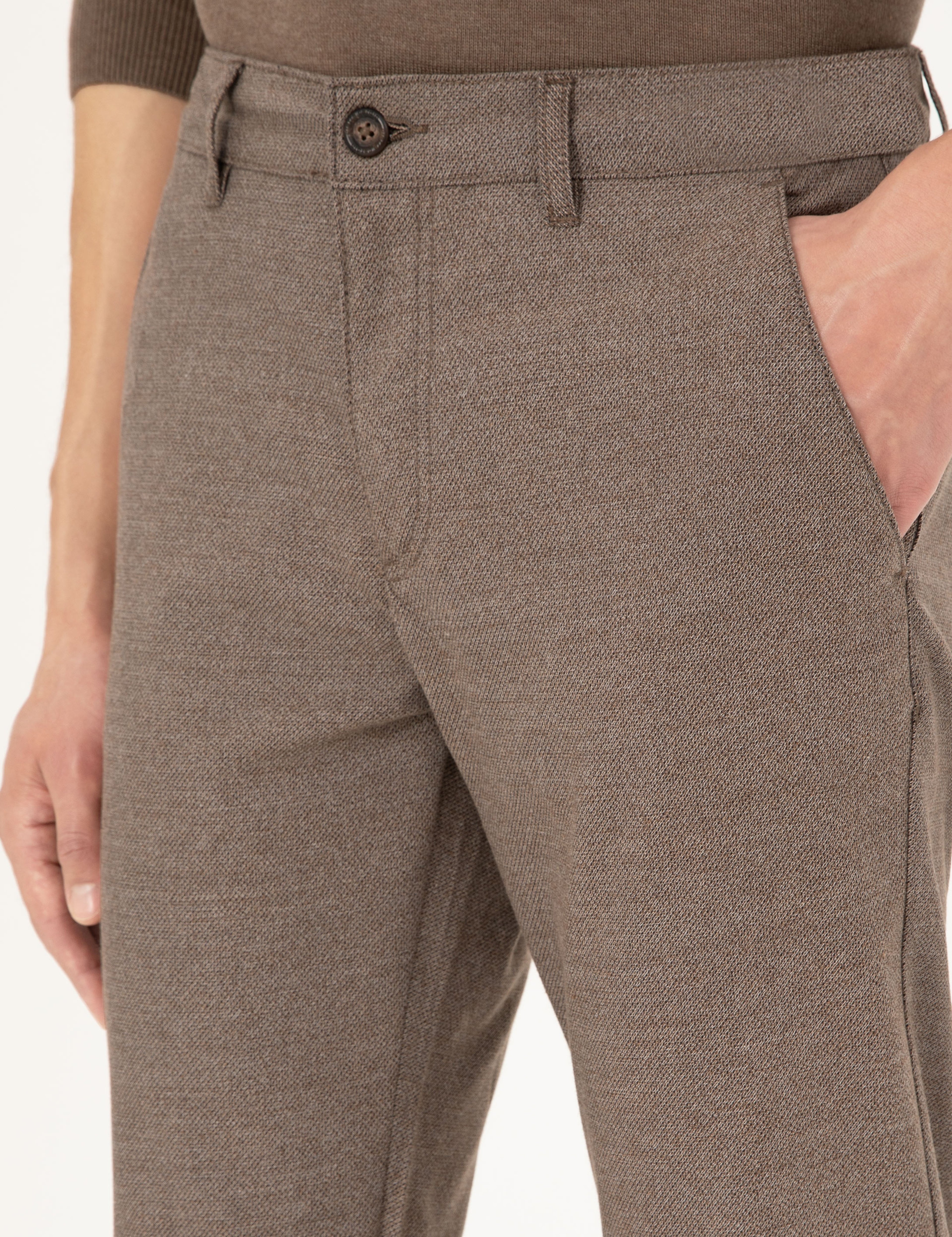 Vizon Regular Fit Beli Yandan Lastikli Kanvas Pantolon - Image 5