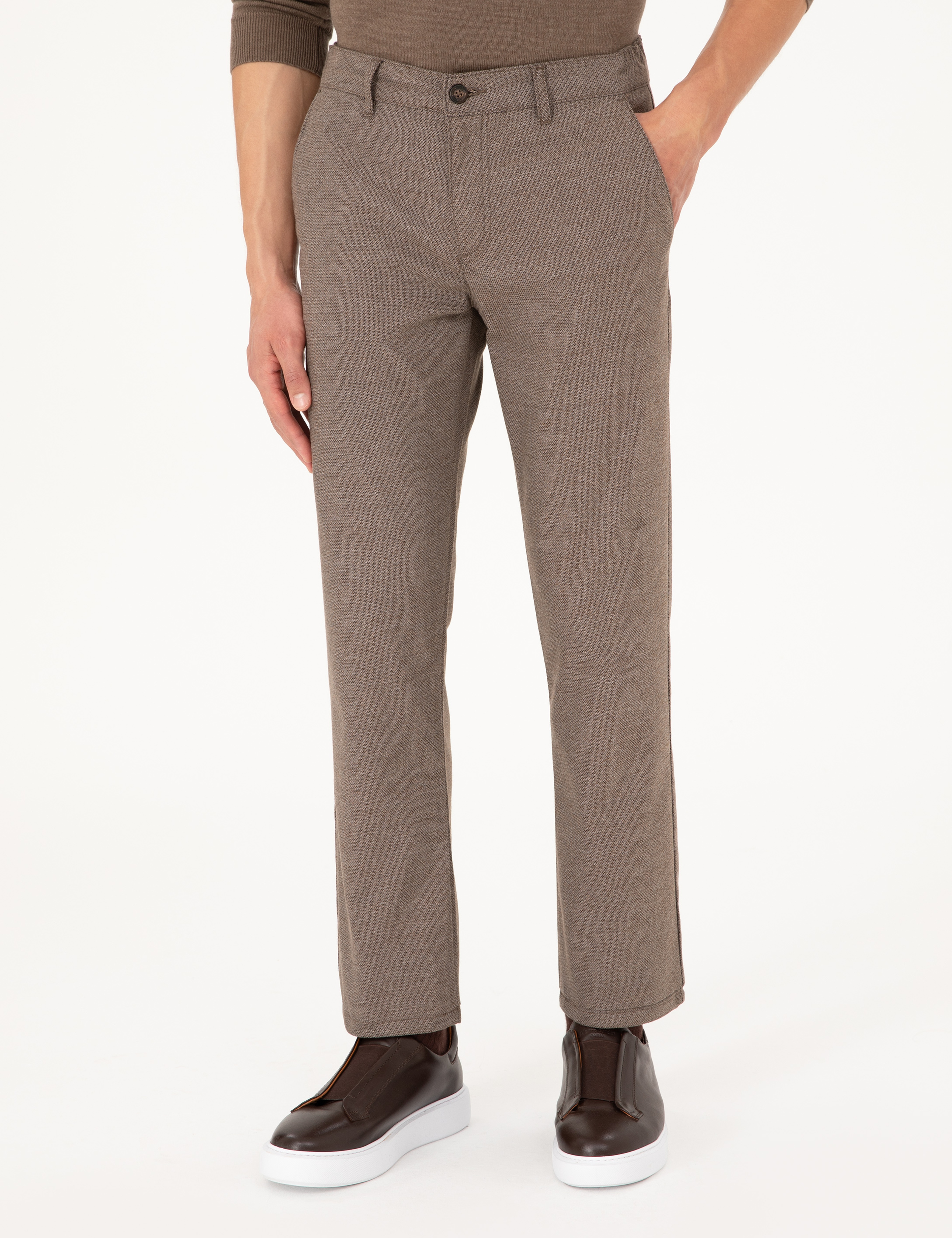 Vizon Regular Fit Beli Yandan Lastikli Kanvas Pantolon - Image 2