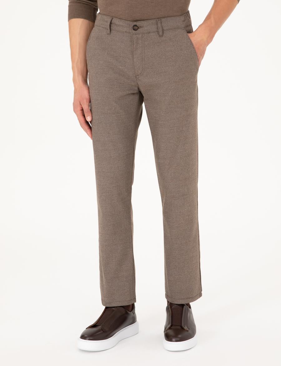 Vizon Regular Fit Beli Yandan Lastikli Kanvas Pantolon