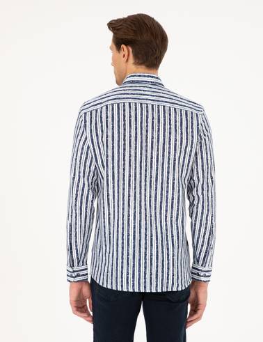 Lacivert Slim Fit Uzun Kollu Gömlek