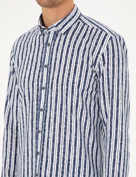 Lacivert Slim Fit Uzun Kollu Gömlek - 50292143005