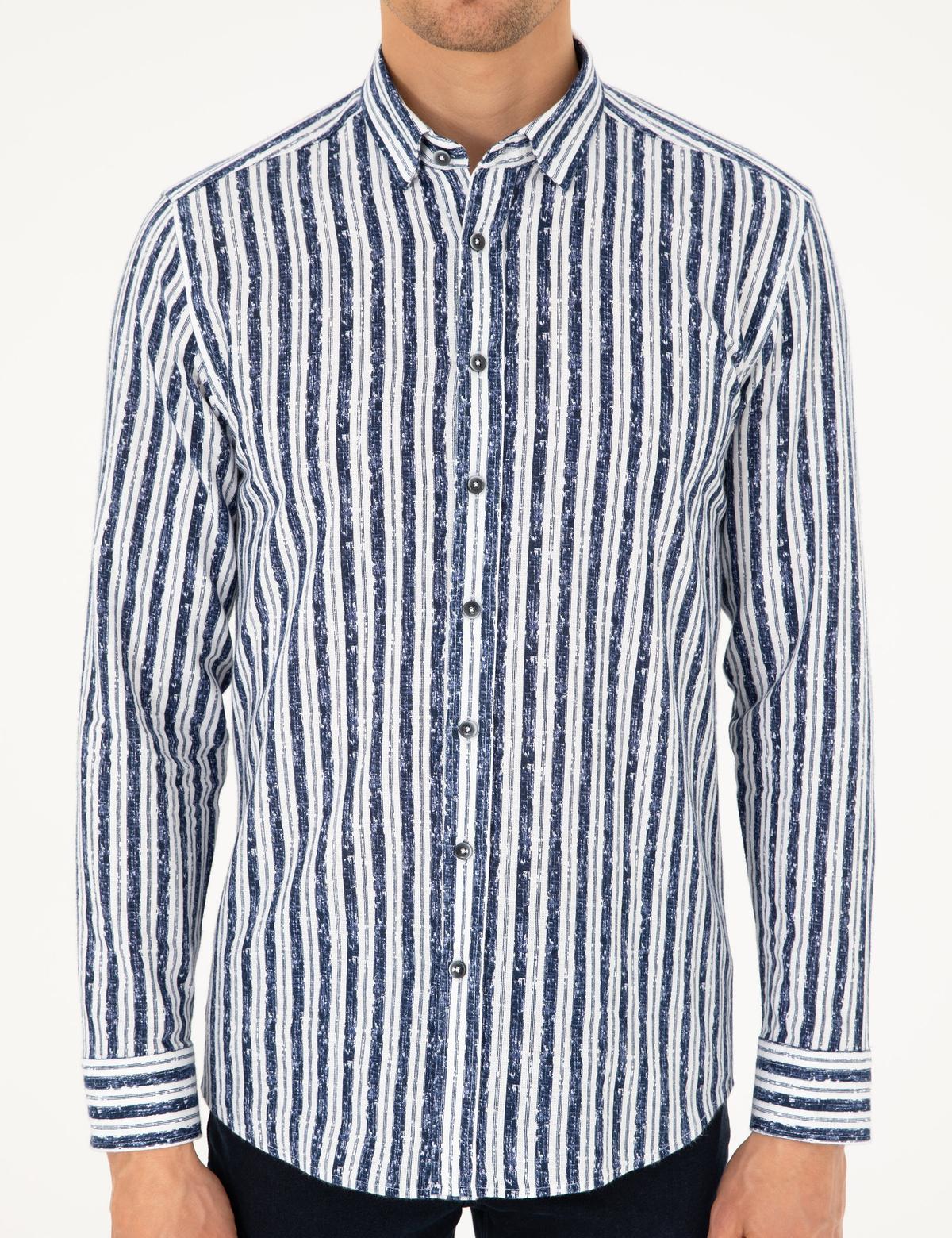 Lacivert Slim Fit Uzun Kollu Gömlek - 50292143005