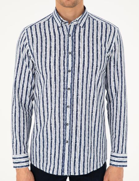 Lacivert Slim Fit Uzun Kollu Gömlek - 50292143005