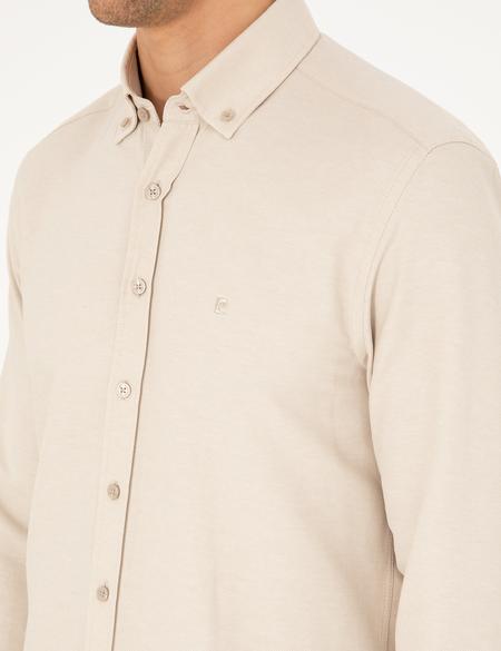 Bej Slim Fit Uzun Kollu Gömlek - 50297998033