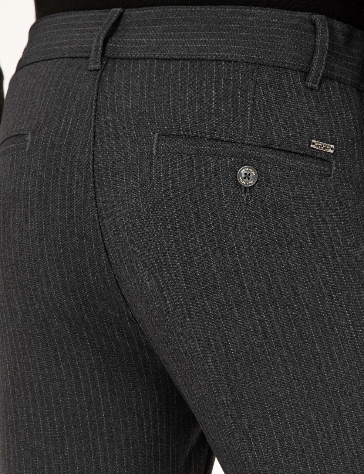 Antrasit Slim Fit Çizgili Kanvas Pantolon - 50299528041