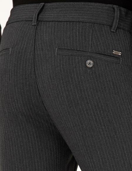 Antrasit Slim Fit Çizgili Kanvas Pantolon - 50299528041
