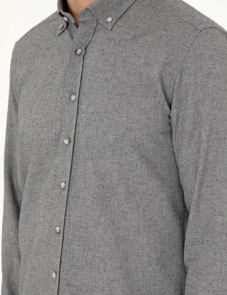 Gri Slim Fit Uzun Kollu Gömlek - 50293756056