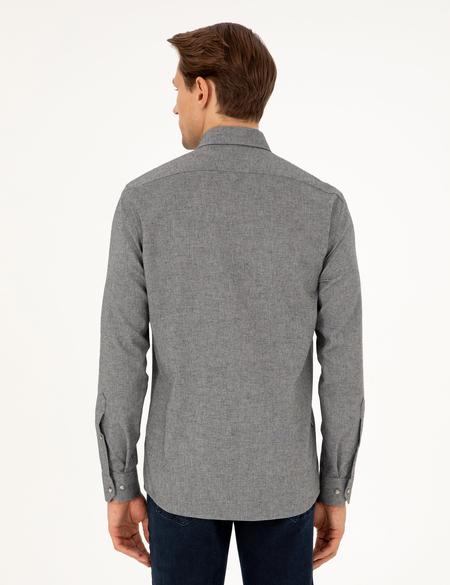 Gri Slim Fit Uzun Kollu Gömlek - 50293756056