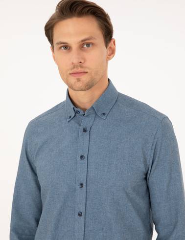 Mavi Slim Fit Uzun Kollu Gömlek
