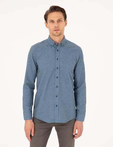 Mavi Slim Fit Uzun Kollu Gömlek