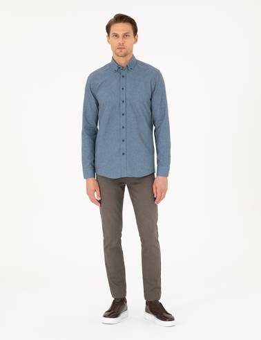 Mavi Slim Fit Uzun Kollu Gömlek