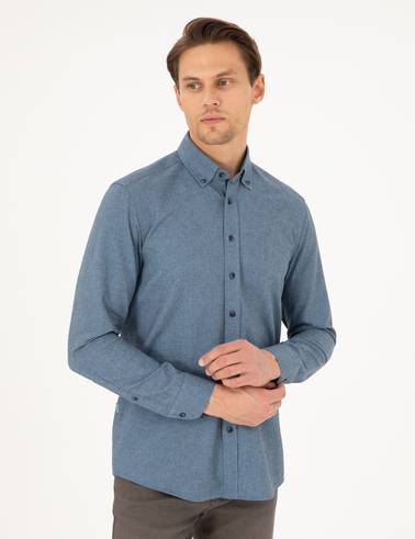 Mavi Slim Fit Uzun Kollu Gömlek
