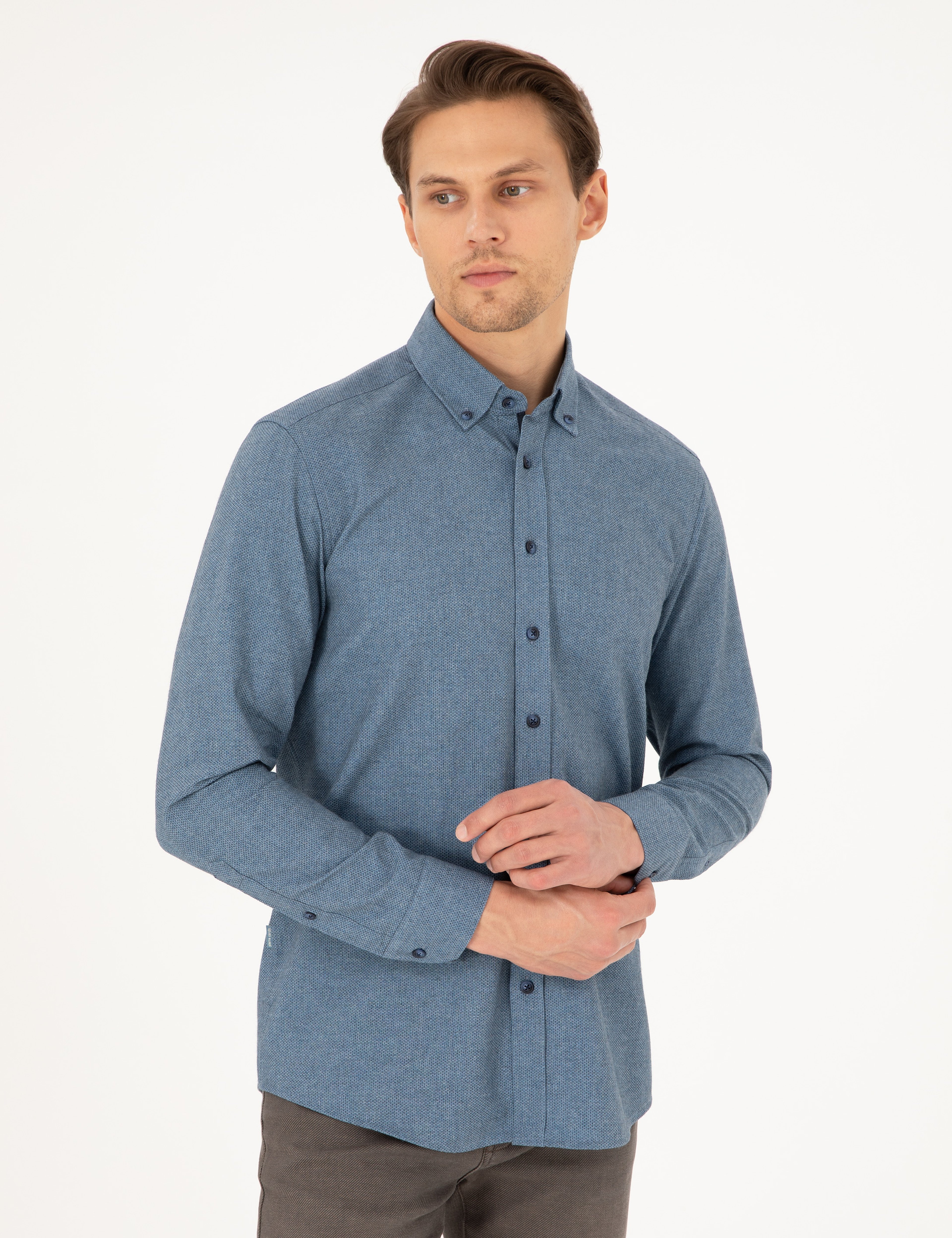 Mavi Slim Fit Uzun Kollu Gömlek