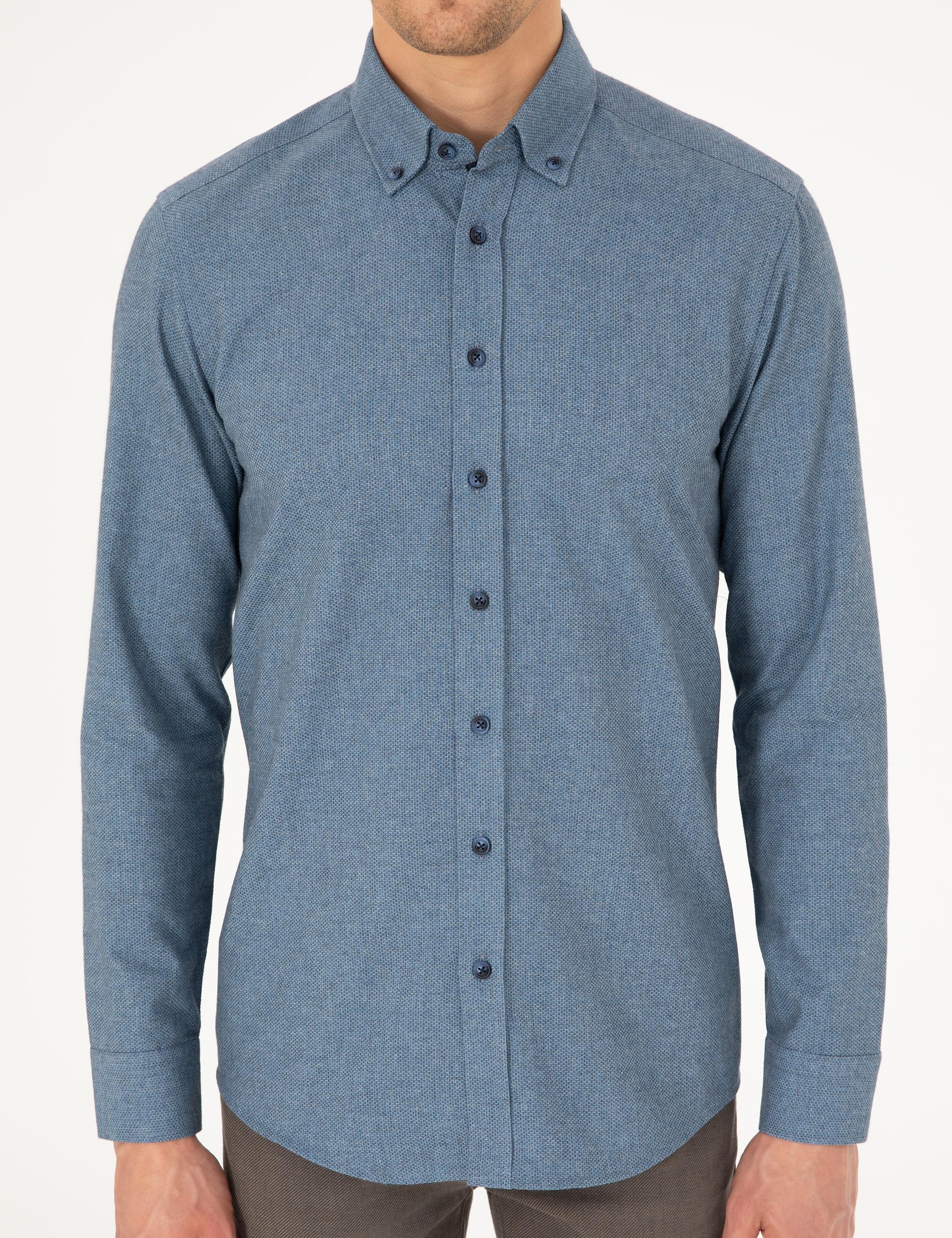 Mavi Slim Fit Uzun Kollu Gömlek