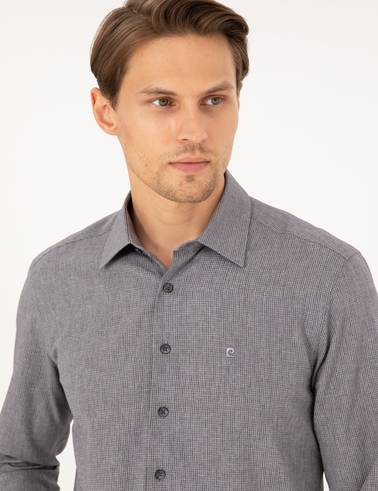Antrasit Slim Fit Uzun Kollu Gömlek