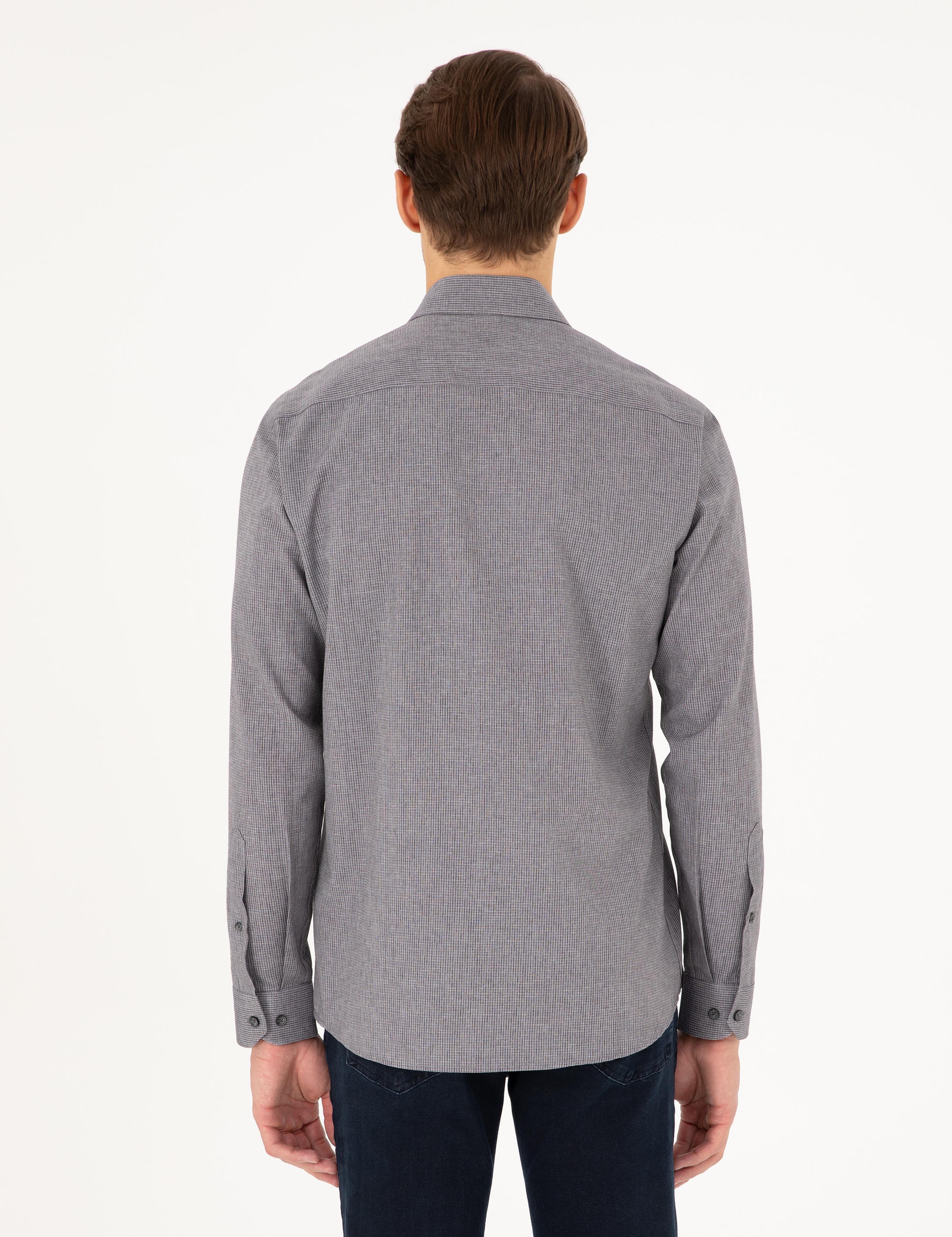 Antrasit Slim Fit Uzun Kollu Gömlek