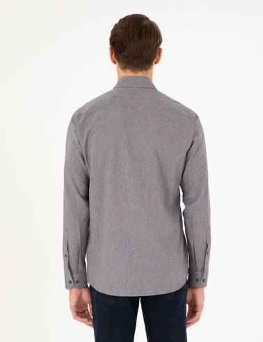 Antrasit Slim Fit Uzun Kollu Gömlek