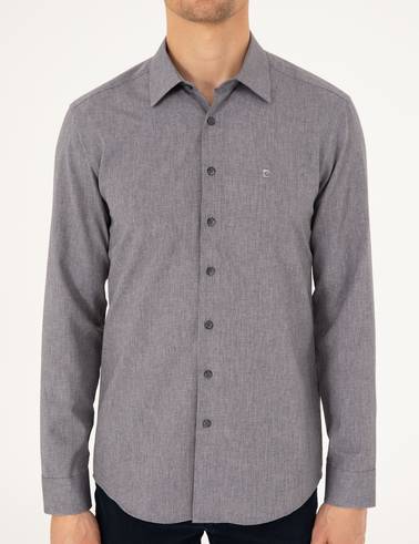 Antrasit Slim Fit Uzun Kollu Gömlek