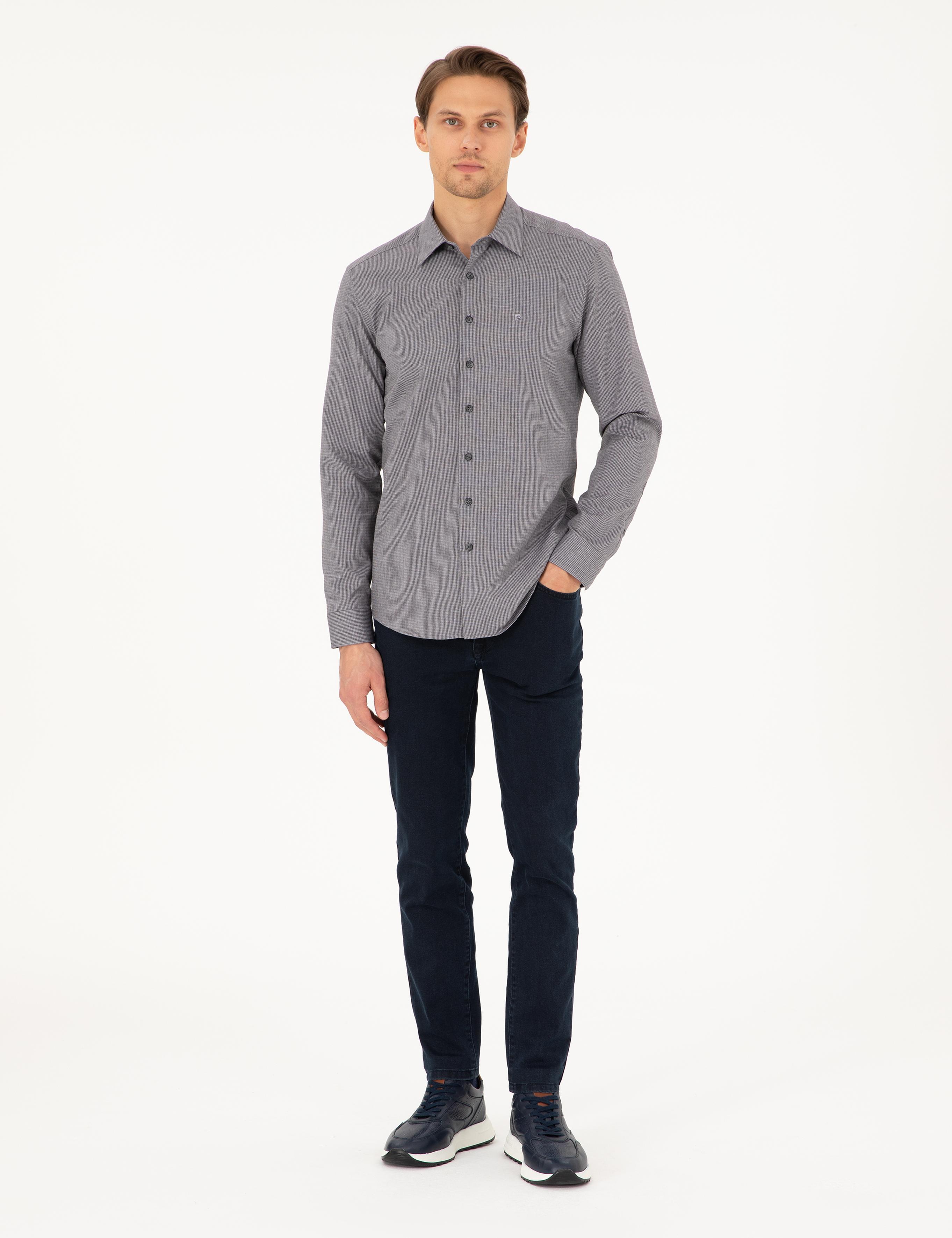 Antrasit Slim Fit Uzun Kollu Gömlek