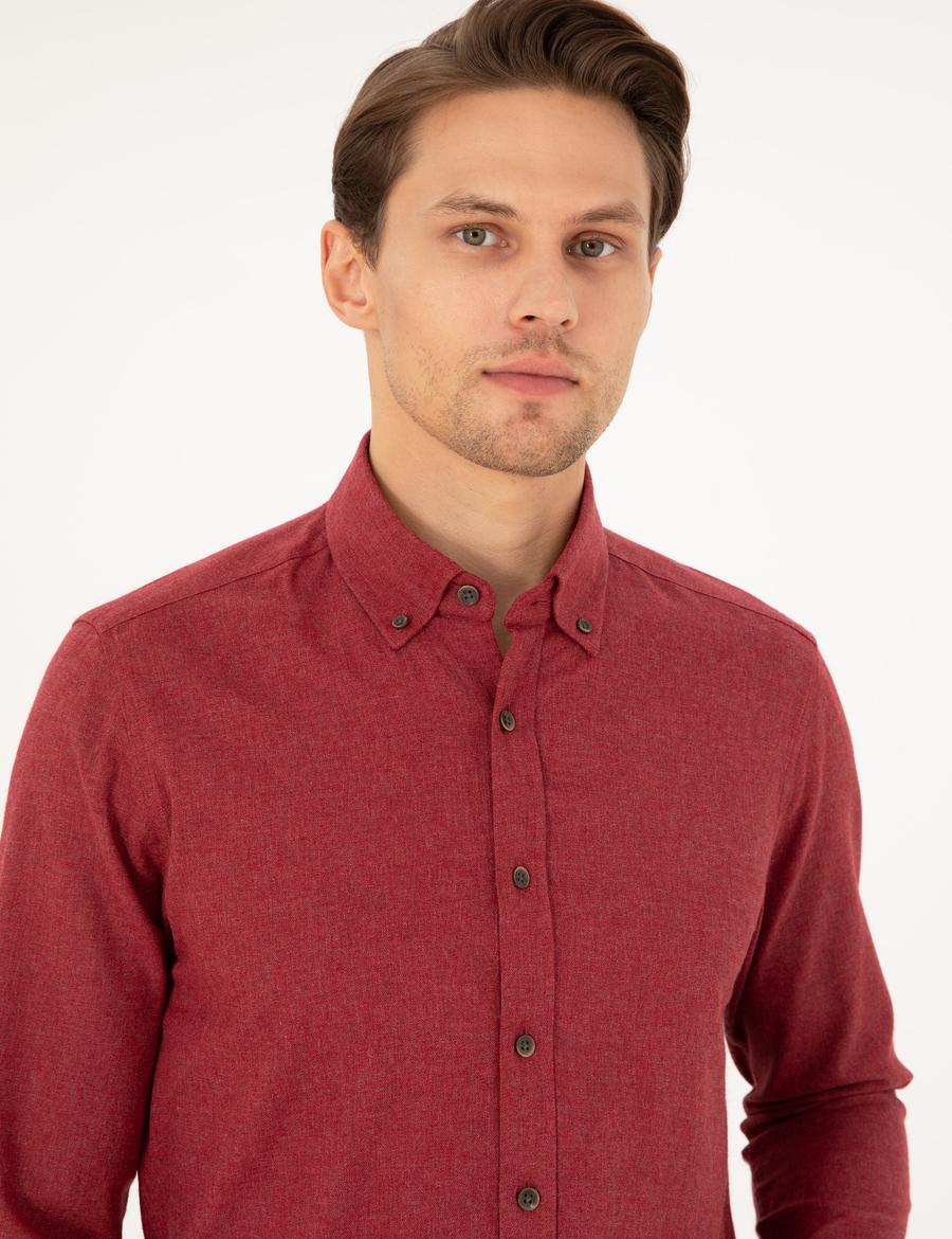 Vişne Regular Fit Uzun Kollu Gömlek
