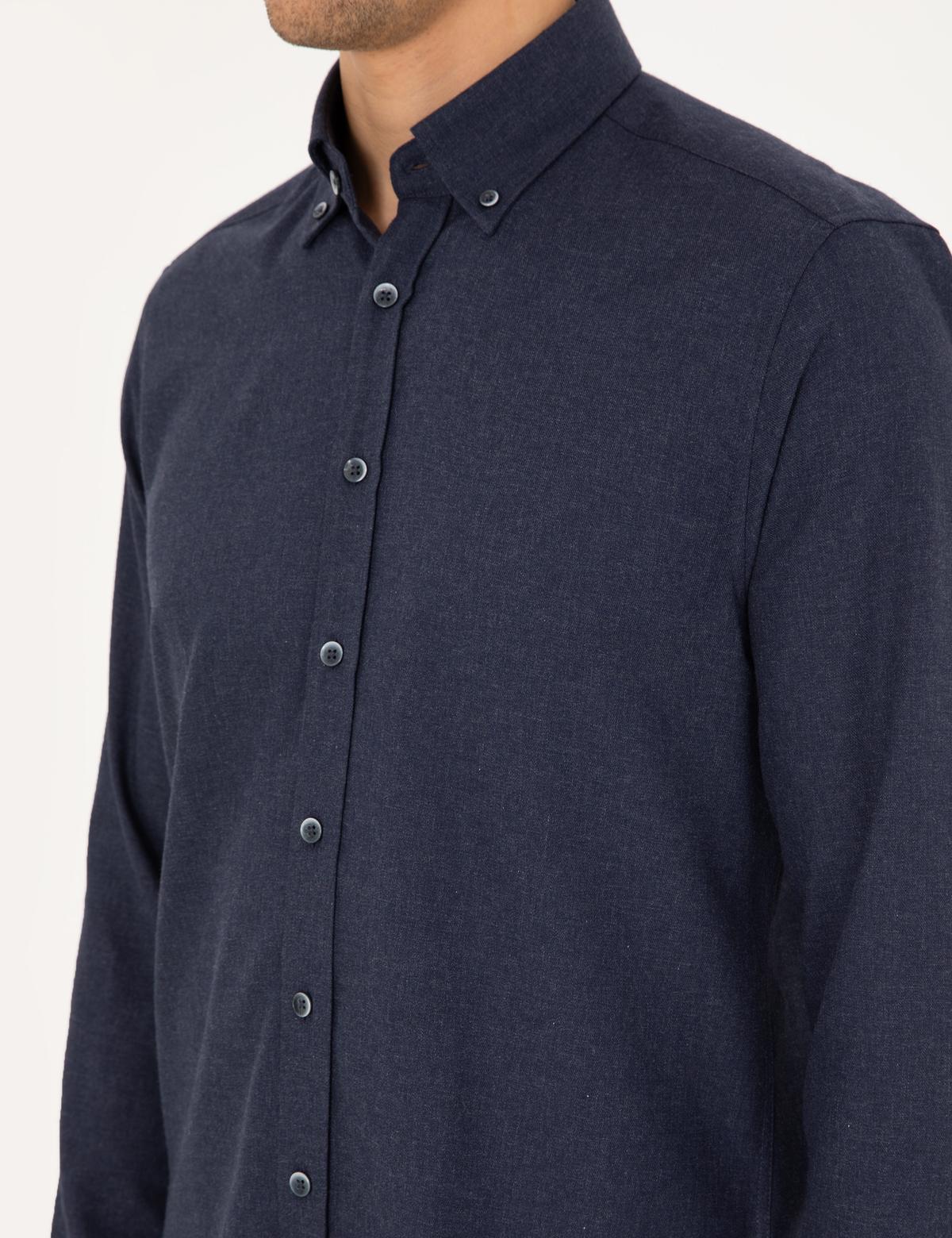 Lacivert Regular Fit Uzun Kollu Gömlek - 50292106052