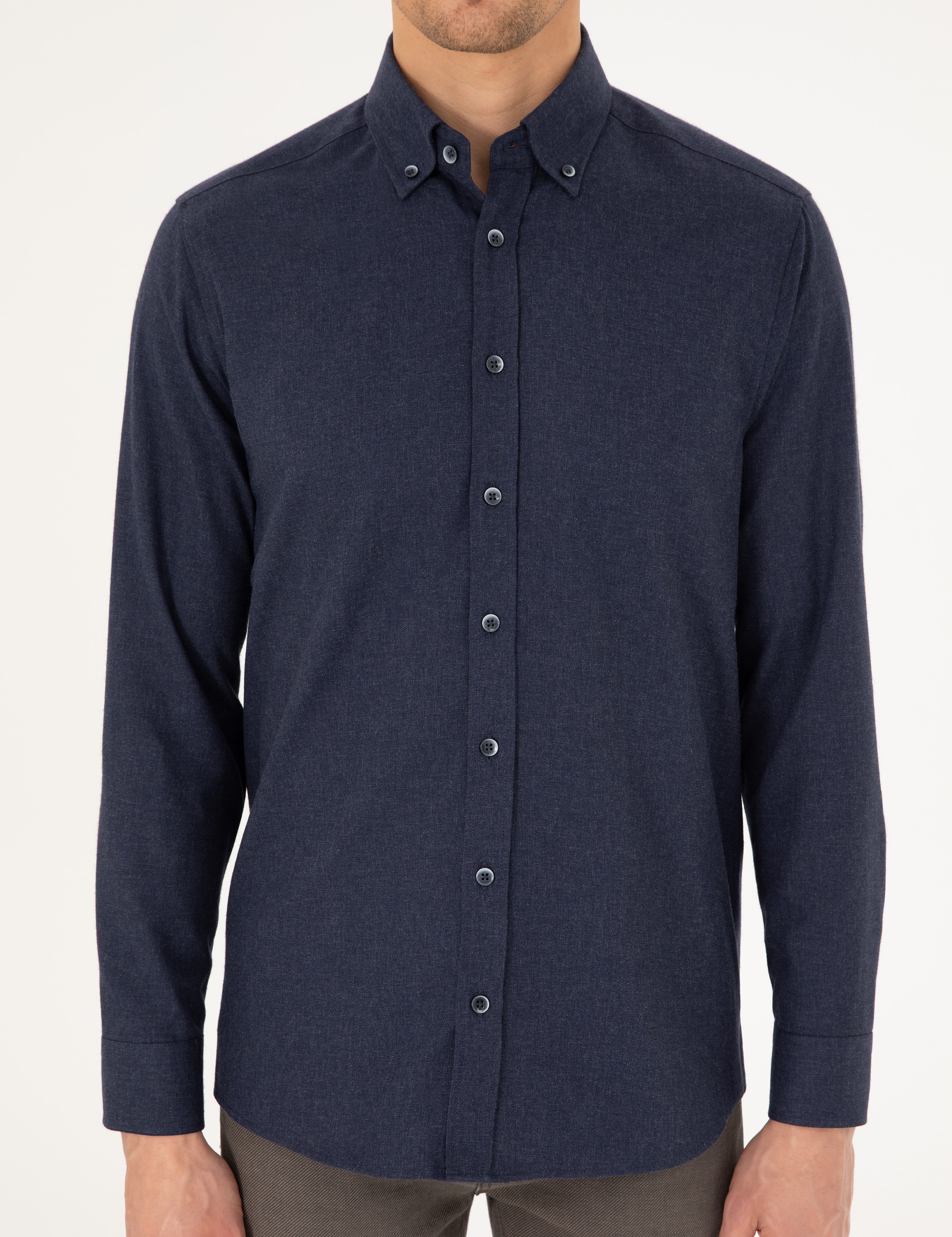 Lacivert Regular Fit Uzun Kollu Gömlek - Image 6