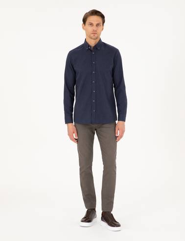 Lacivert Regular Fit Uzun Kollu Gömlek