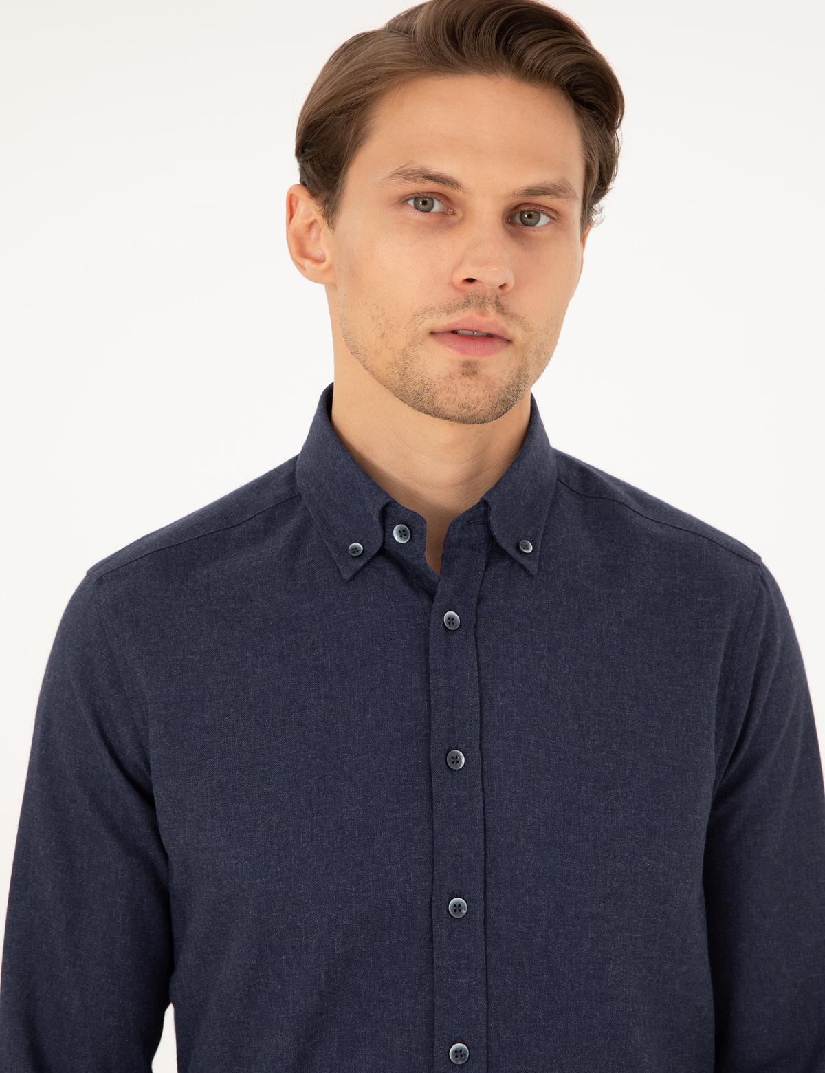 Lacivert Regular Fit Uzun Kollu Gömlek - 50292106052