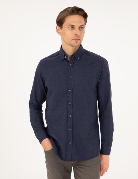 Lacivert Regular Fit Uzun Kollu Gömlek - 50292106052