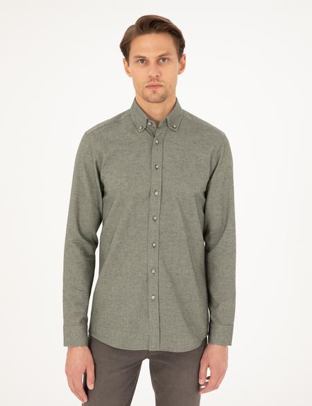 Haki Slim Fit Uzun Kollu Gömlek - 50293756077