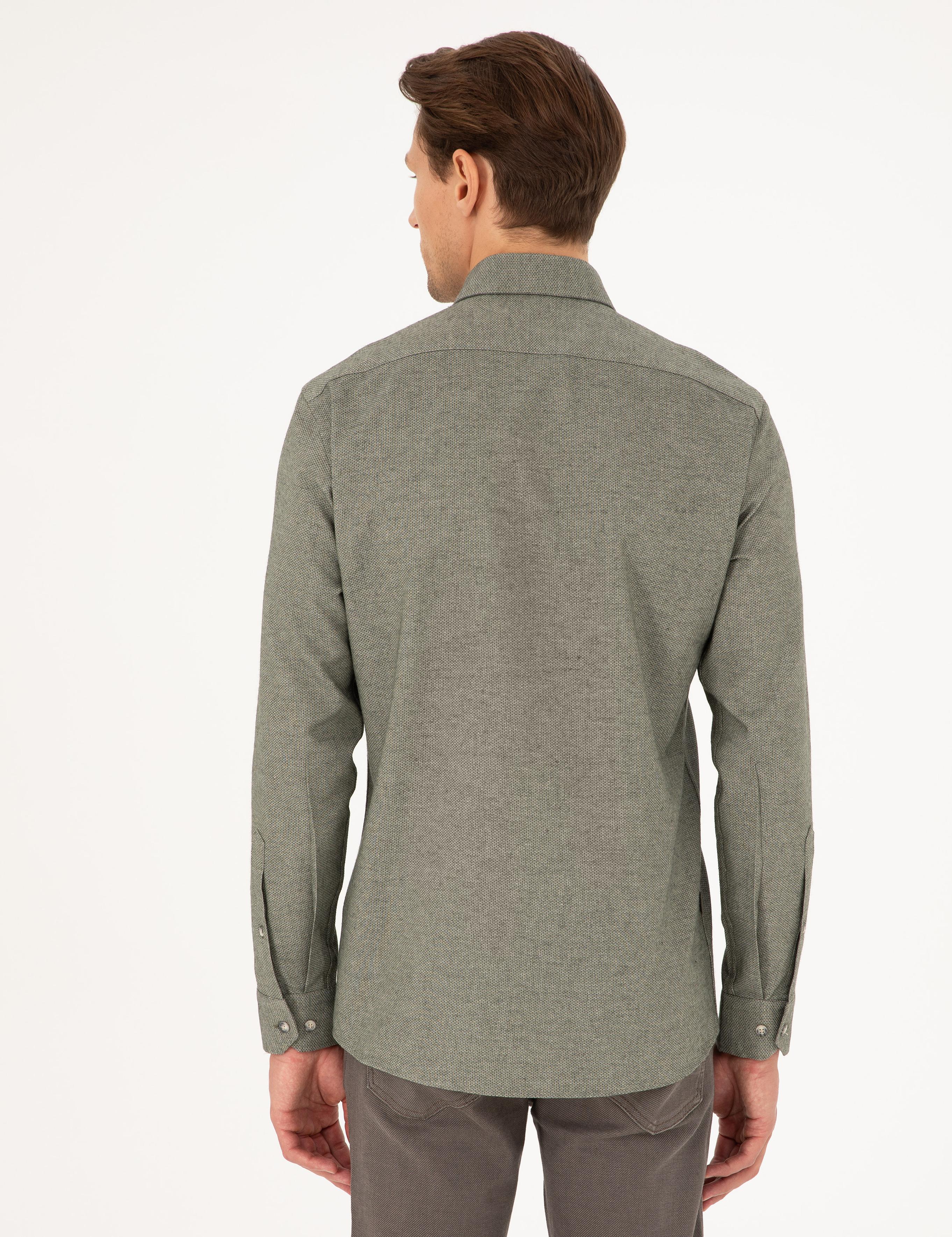 Haki Slim Fit Uzun Kollu Gömlek