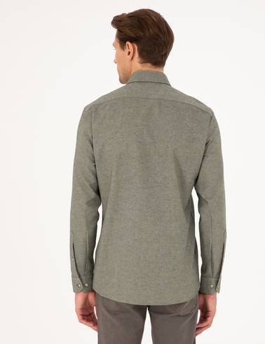 Haki Slim Fit Uzun Kollu Gömlek