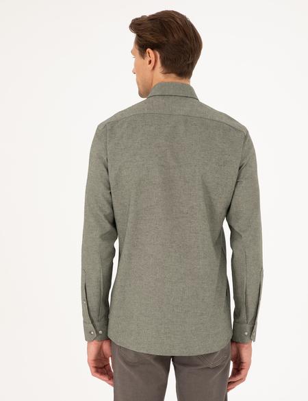 Haki Slim Fit Uzun Kollu Gömlek - 50293756077