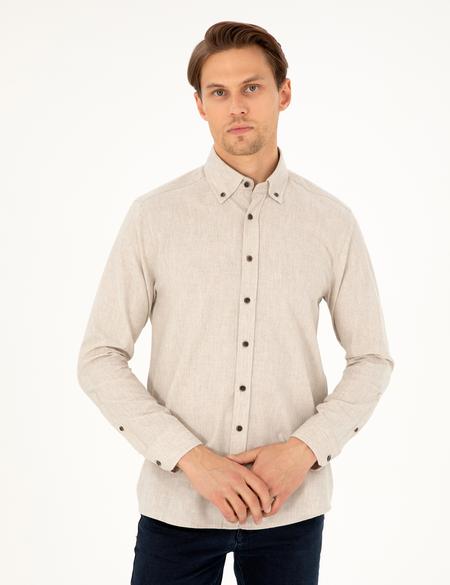Bej Regular Fit Uzun Kollu Gömlek - 50292106002