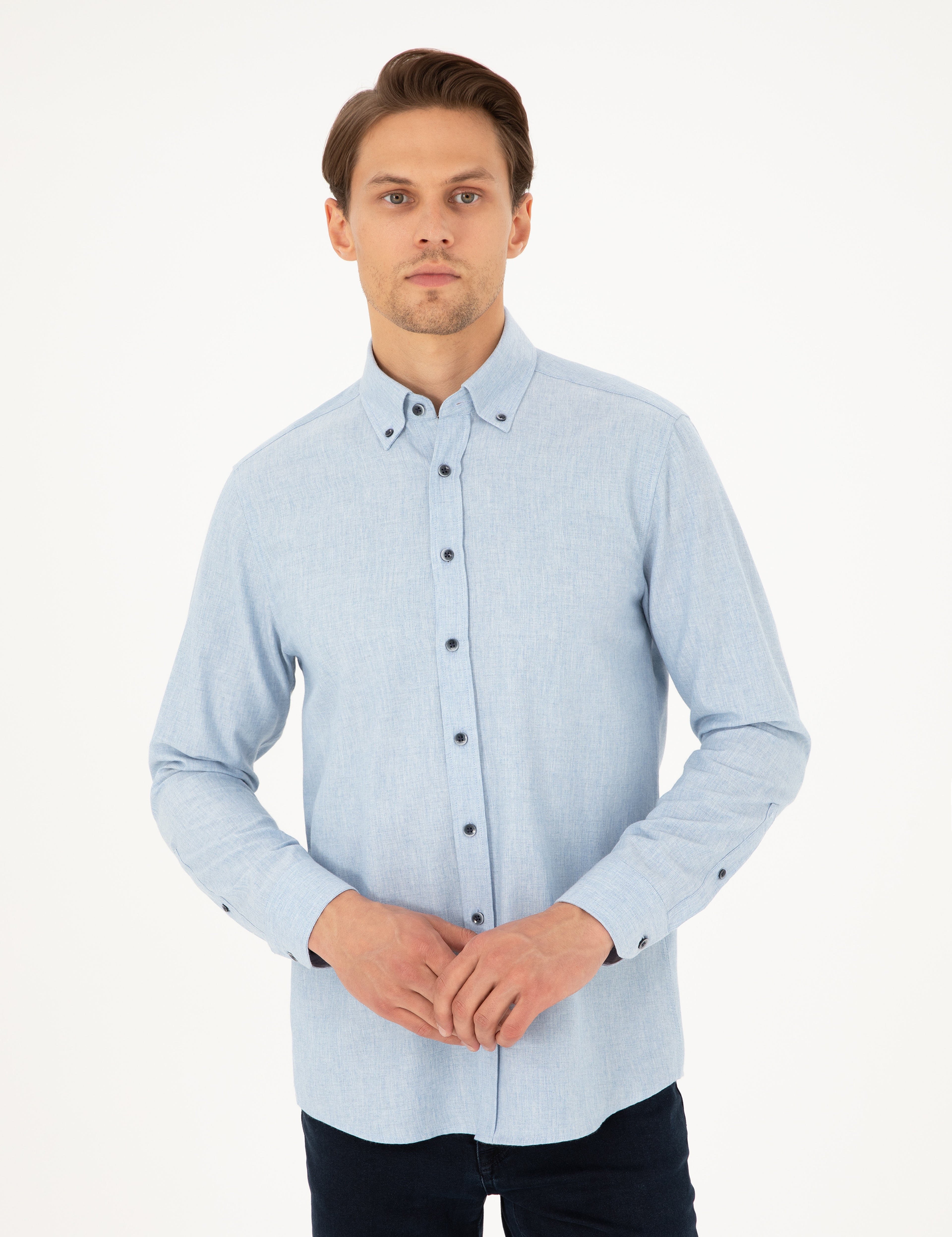 Mavi Regular Fit Uzun Kollu Gömlek - Image 3