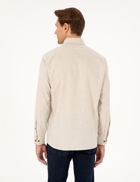 Bej Regular Fit Uzun Kollu Gömlek - 50292106002