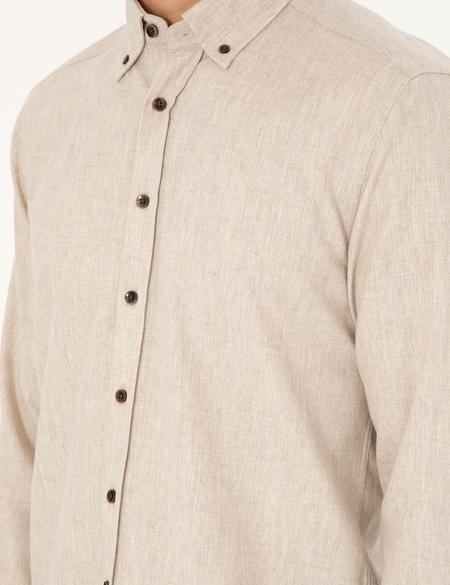 Bej Regular Fit Uzun Kollu Gömlek - 50292106002