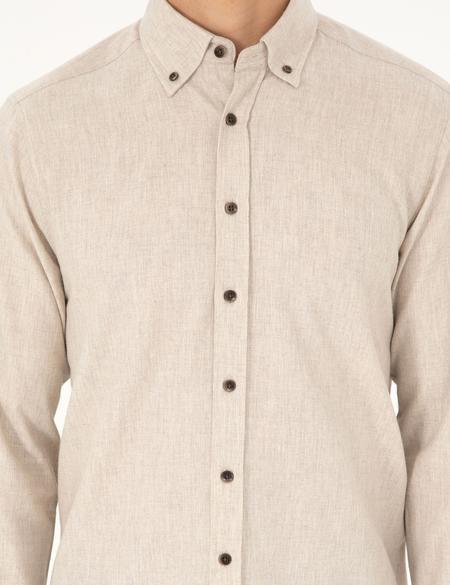 Bej Regular Fit Uzun Kollu Gömlek - 50292106002