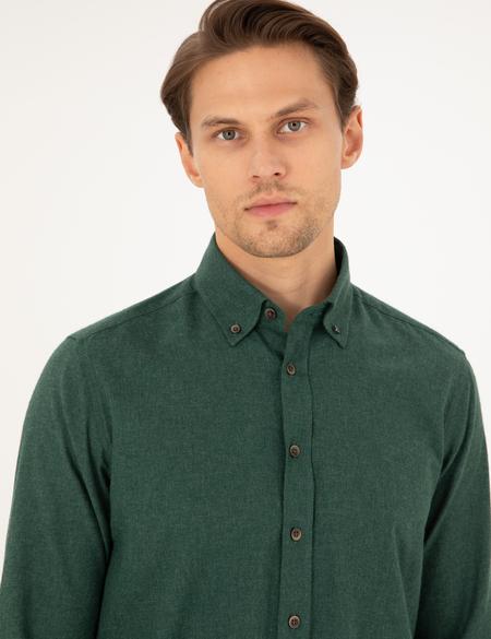 Yeşil Regular Fit Uzun Kollu Gömlek - 50292106092