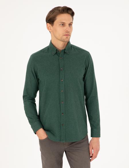 Yeşil Regular Fit Uzun Kollu Gömlek - 50292106092