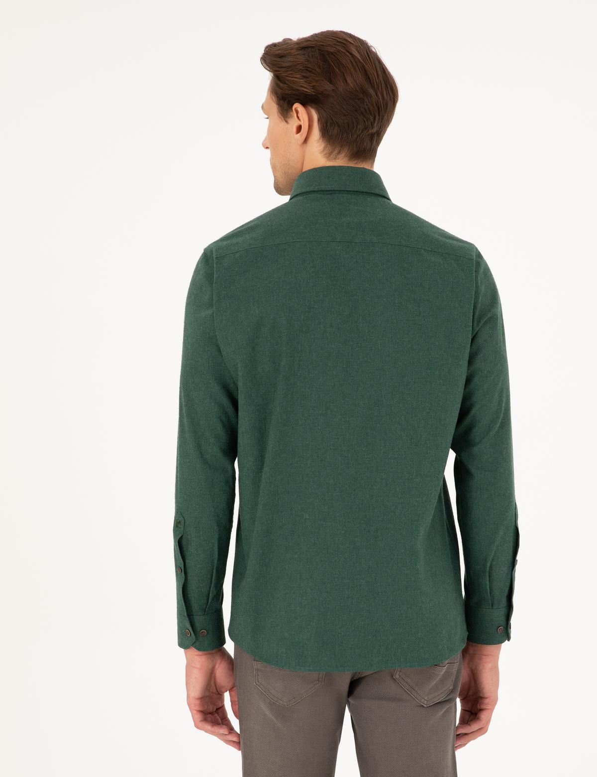 Yeşil Regular Fit Uzun Kollu Gömlek - 50292106092