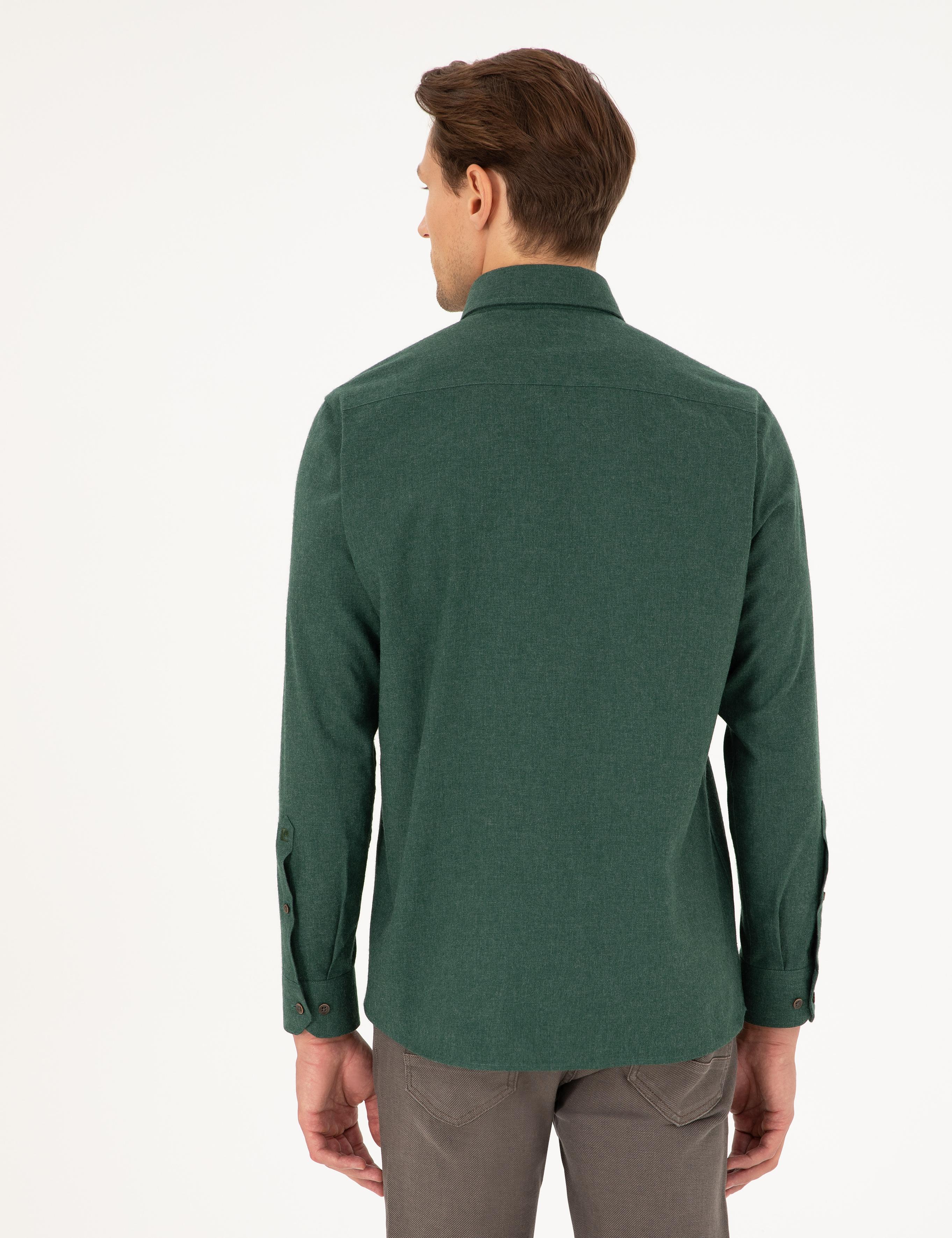Yeşil Regular Fit Uzun Kollu Gömlek