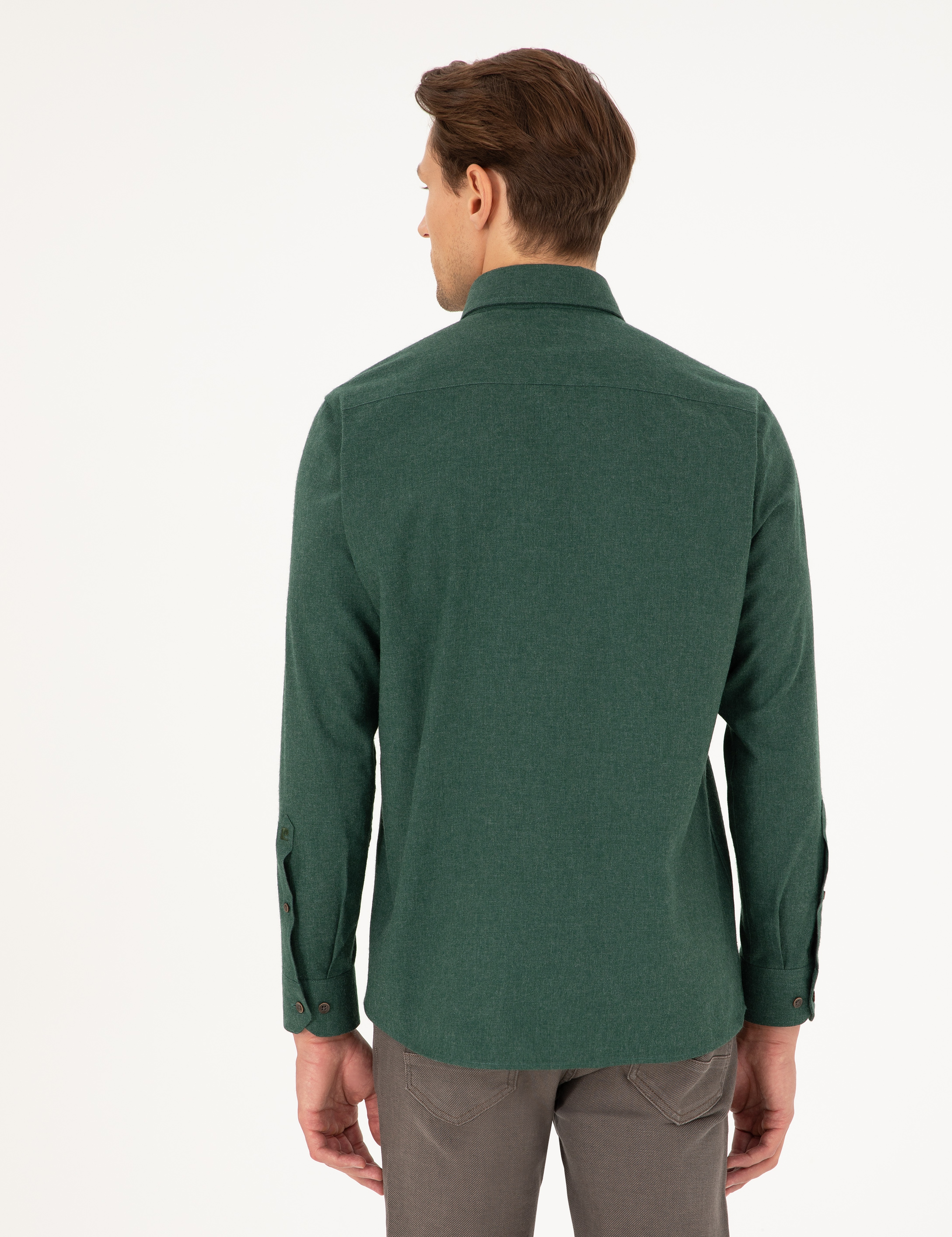 Yeşil Regular Fit Uzun Kollu Gömlek - Image 5