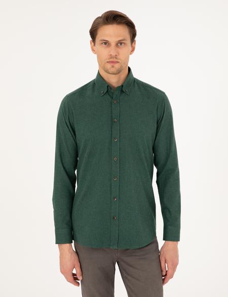 Yeşil Regular Fit Uzun Kollu Gömlek - 50292106092