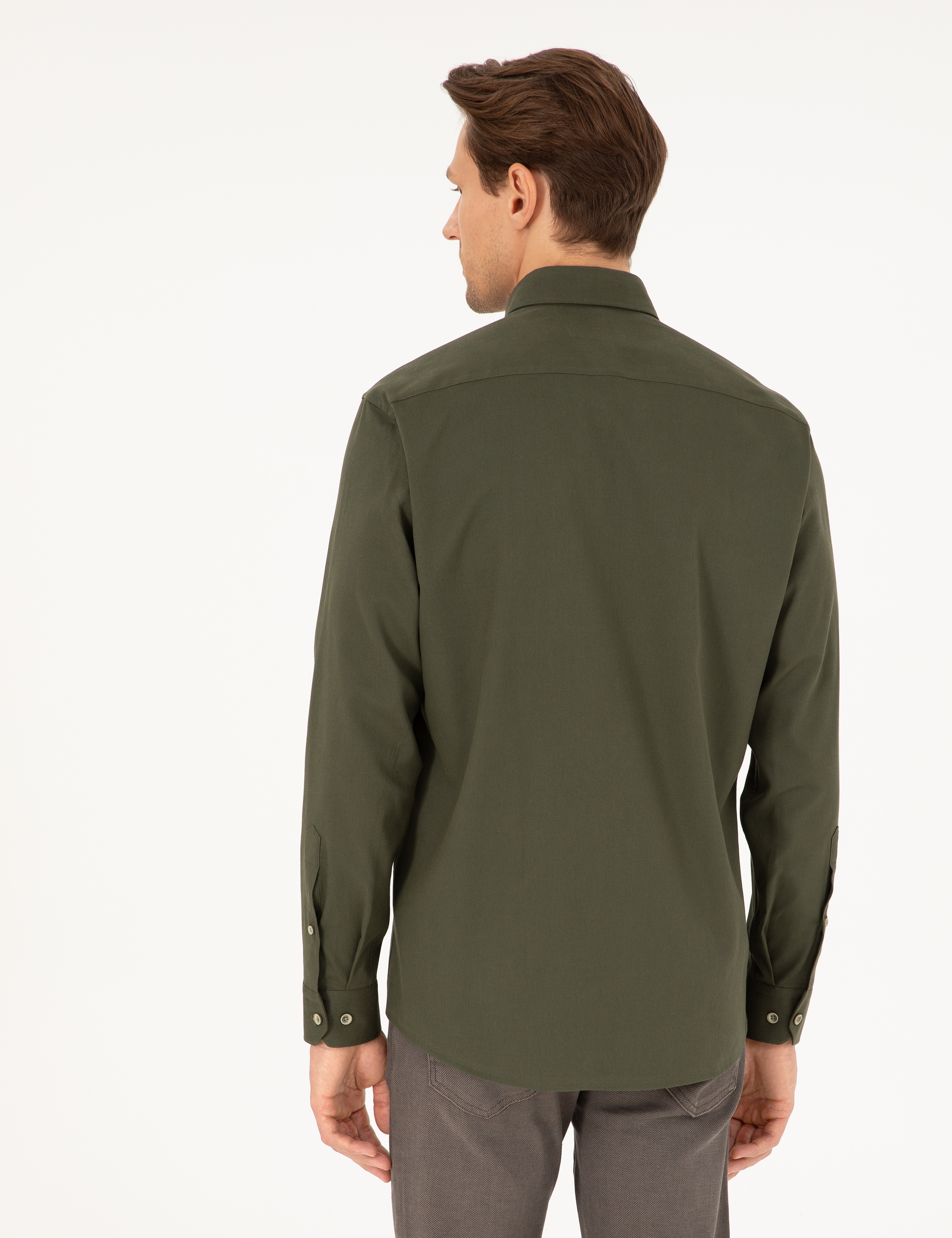 Haki Regular Fit Uzun Kollu Gömlek - Image 5