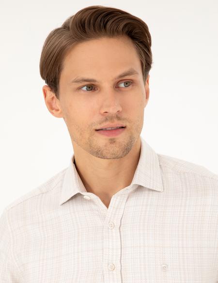 Bej Slim Fit Uzun Kollu Gömlek - 50292229007