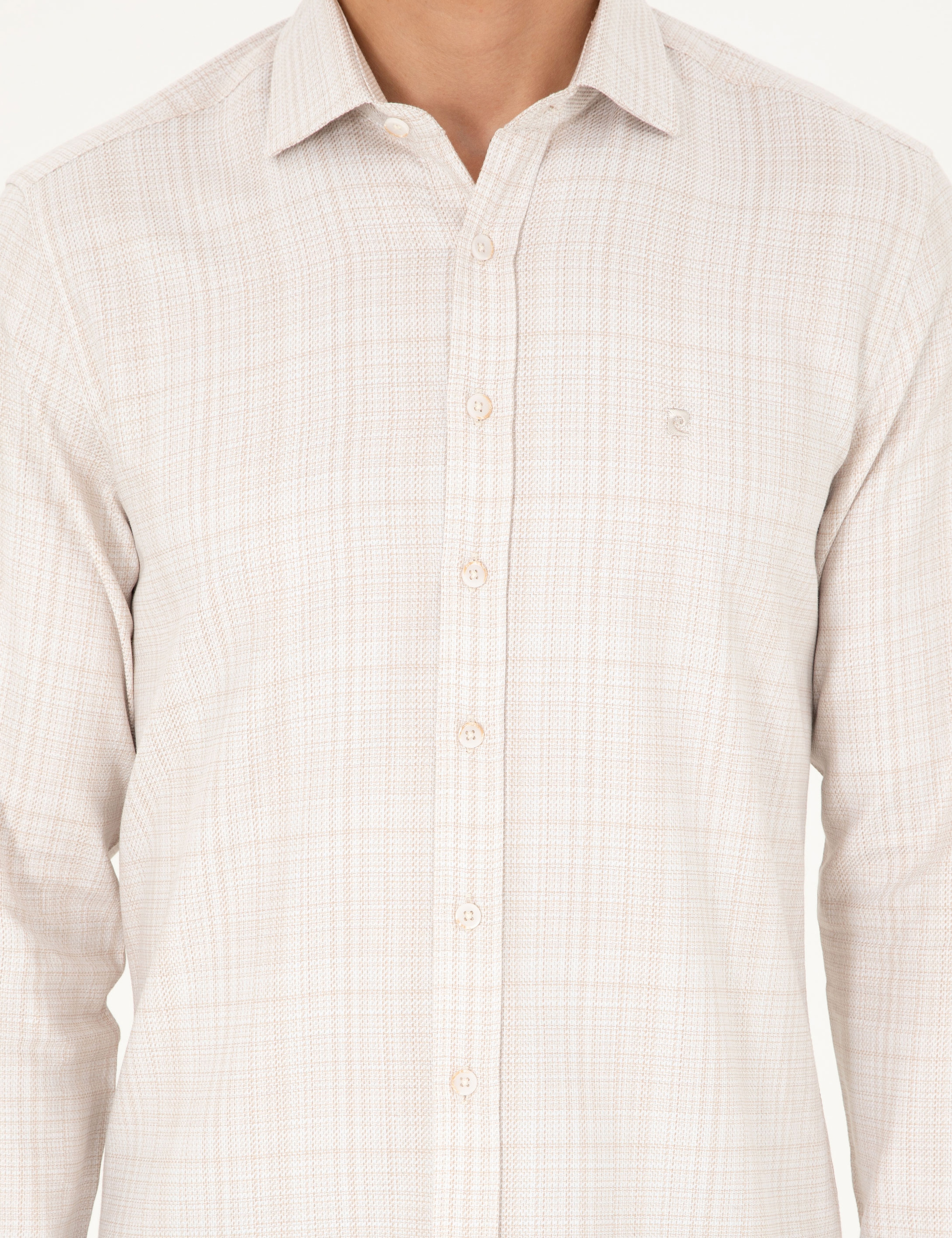 Bej Slim Fit Uzun Kollu Gömlek - Image 6