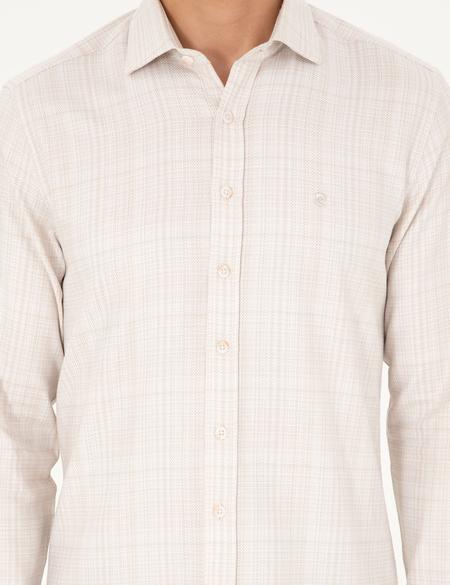 Bej Slim Fit Uzun Kollu Gömlek - 50292229007