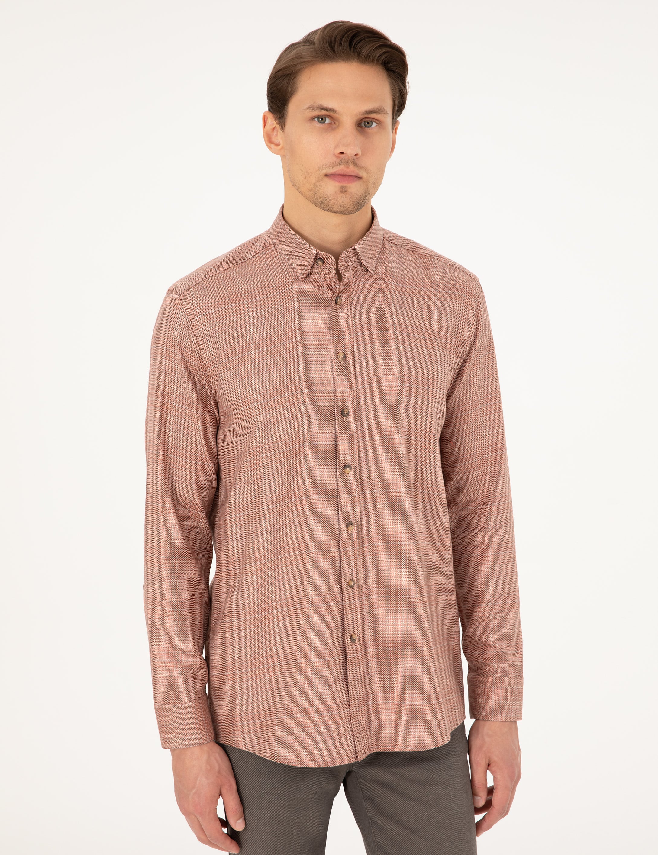Turuncu Regular Fit Uzun Kollu Gömlek - Image 3